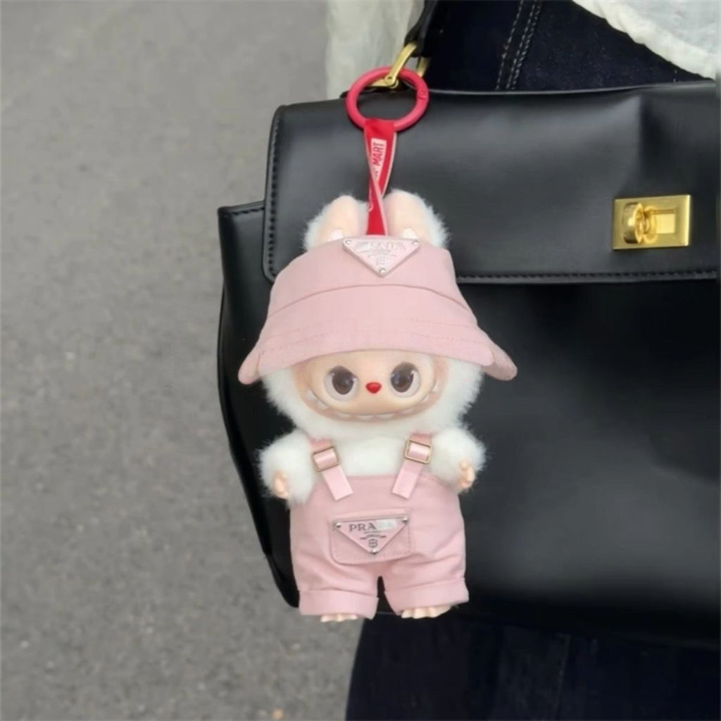 17 cm Doll Set - Cute pink and brown Do accessories, Labubu original design set and keychain set, no doll
