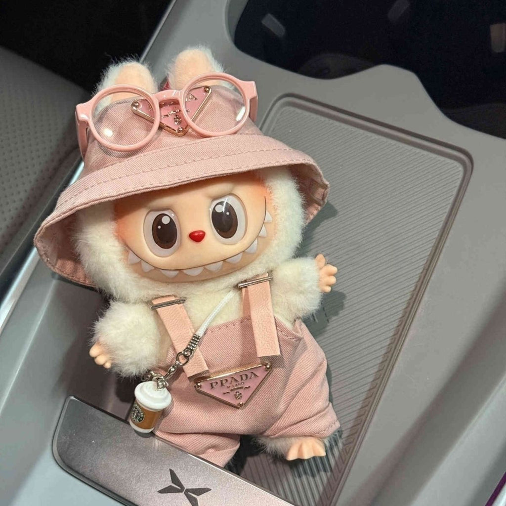 17 cm Doll Set - Cute pink and brown Do accessories, Labubu original design set and keychain set, no doll
