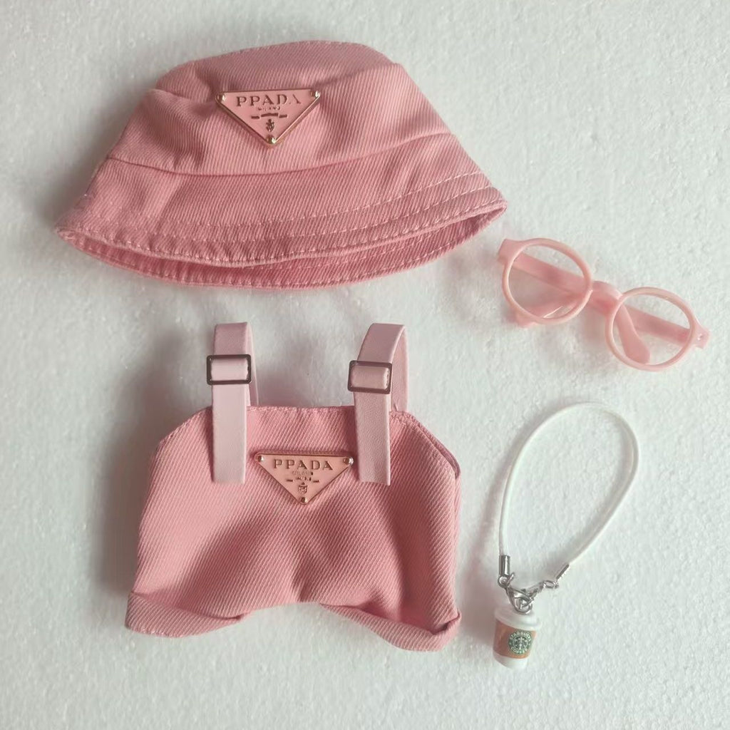 17 cm Doll Set - Cute pink and brown Do accessories, Labubu original design set and keychain set, no doll
